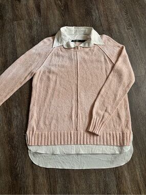 Ralph Lauren Pale Pink Sweater with White Shirt Hem